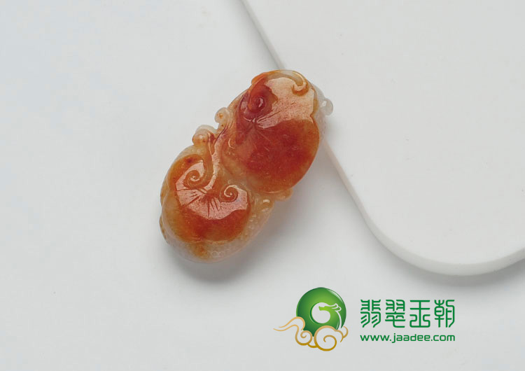 糯冰种红黄翡缅甸翡翠生意兴隆挂件