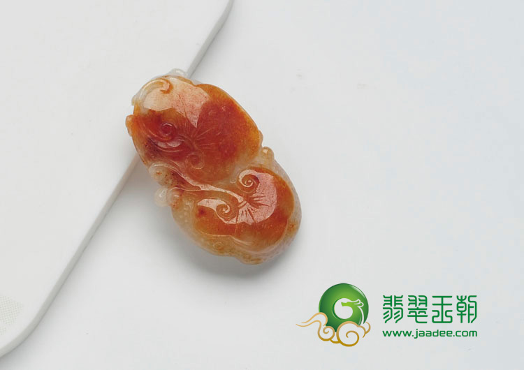 糯冰种红黄翡缅甸翡翠生意兴隆挂件
