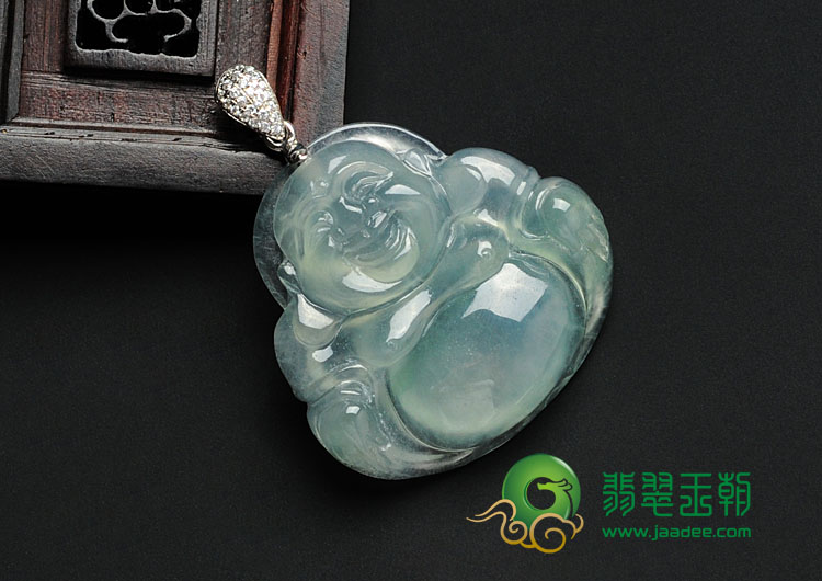 冰种晴水缅甸翡翠玉佛挂件