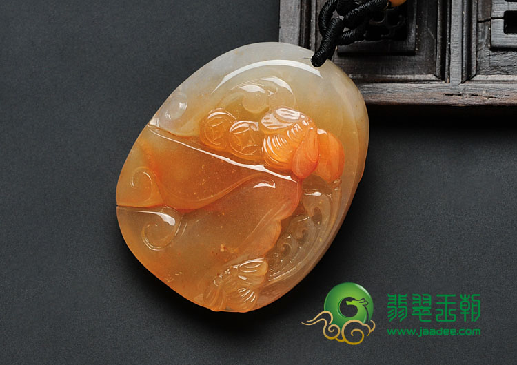 冰种红黄翡缅甸翡翠甜甜蜜蜜挂件