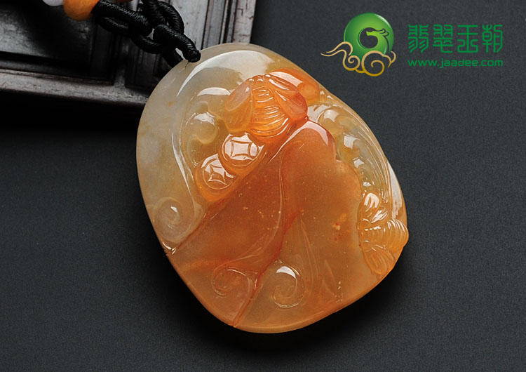 冰种红黄翡缅甸翡翠甜甜蜜蜜挂件