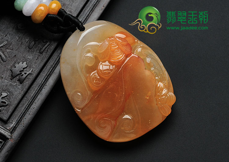 冰种红黄翡缅甸翡翠甜甜蜜蜜挂件