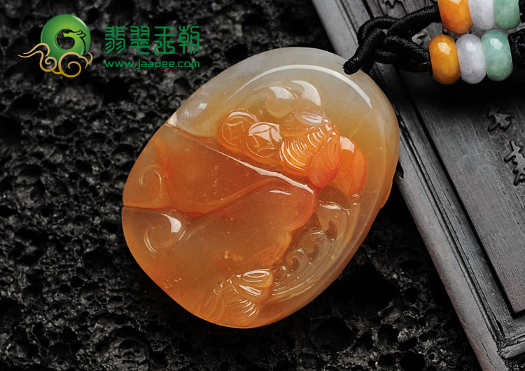 冰种红黄翡缅甸翡翠甜甜蜜蜜挂件