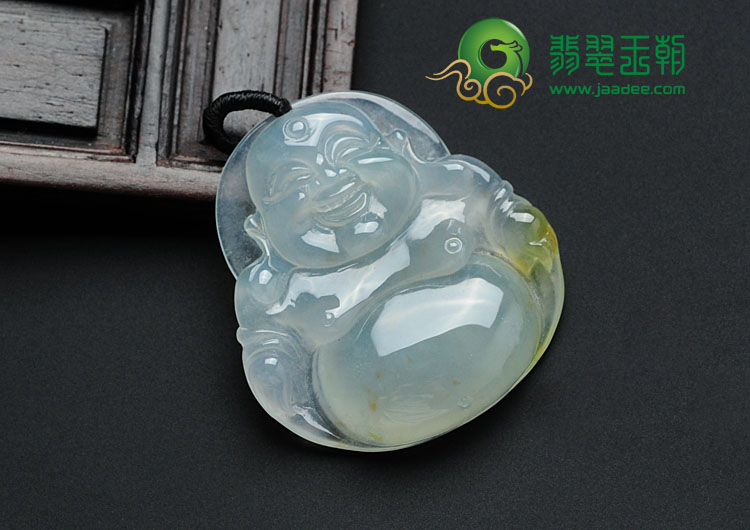 冰种飘黄翡缅甸翡翠玉佛挂件