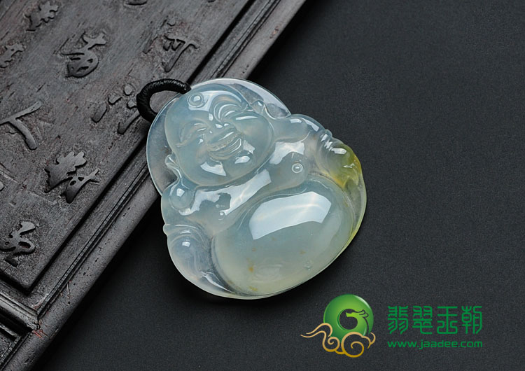 冰种飘黄翡缅甸翡翠玉佛挂件