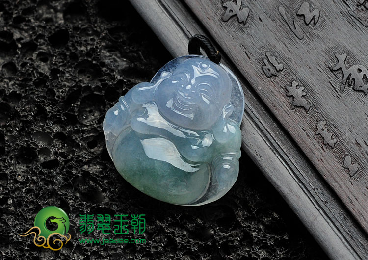 冰种飘花缅甸翡翠玉佛挂件