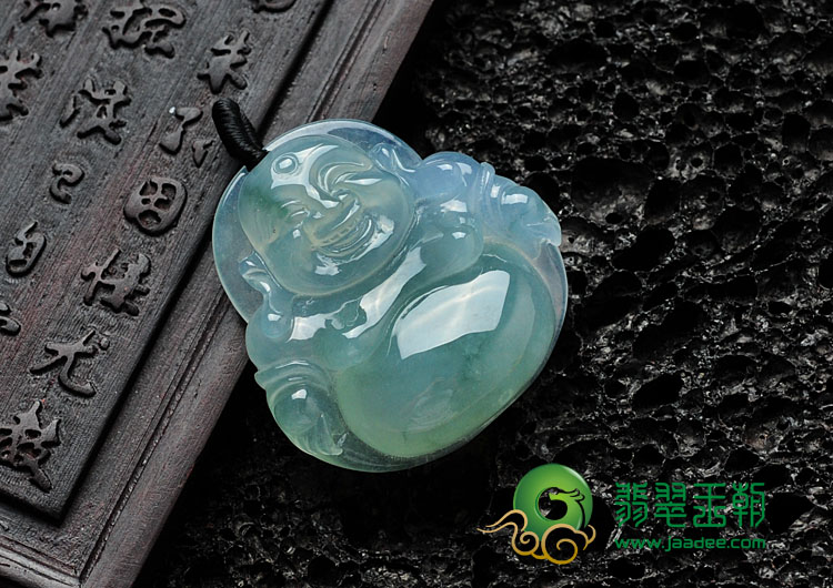 冰种飘花缅甸翡翠玉佛挂件