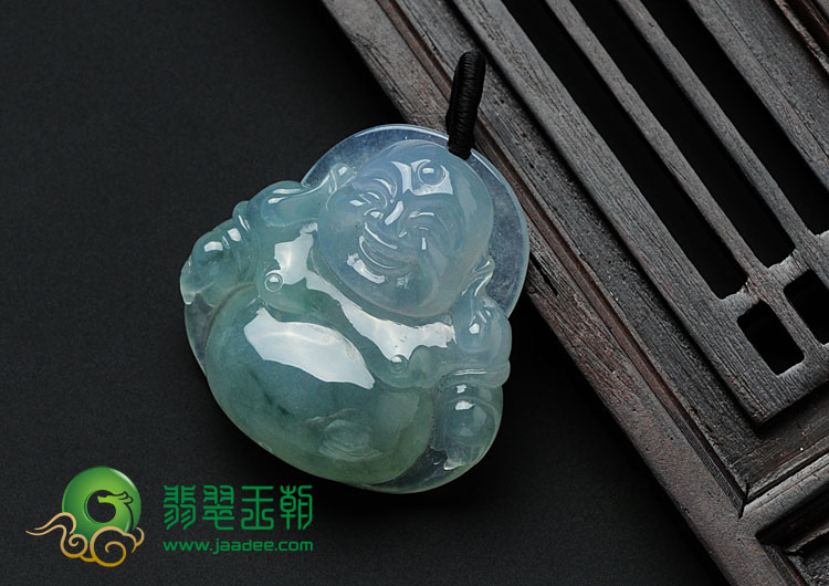 冰种飘花缅甸翡翠玉佛挂件