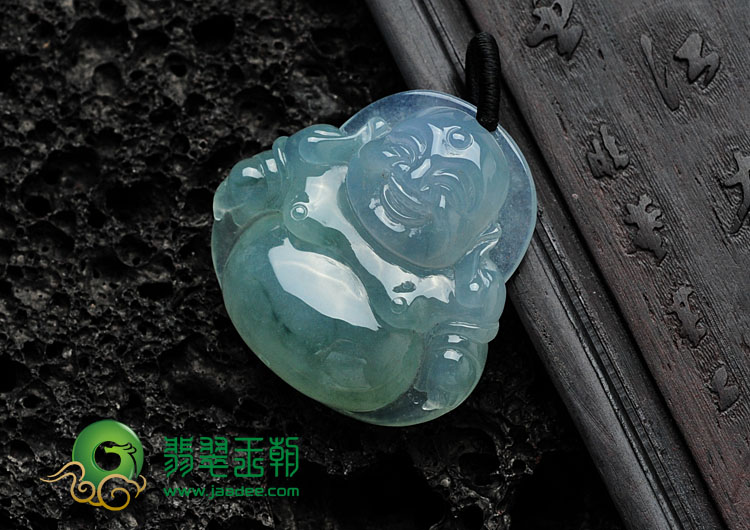 冰种飘花缅甸翡翠玉佛挂件