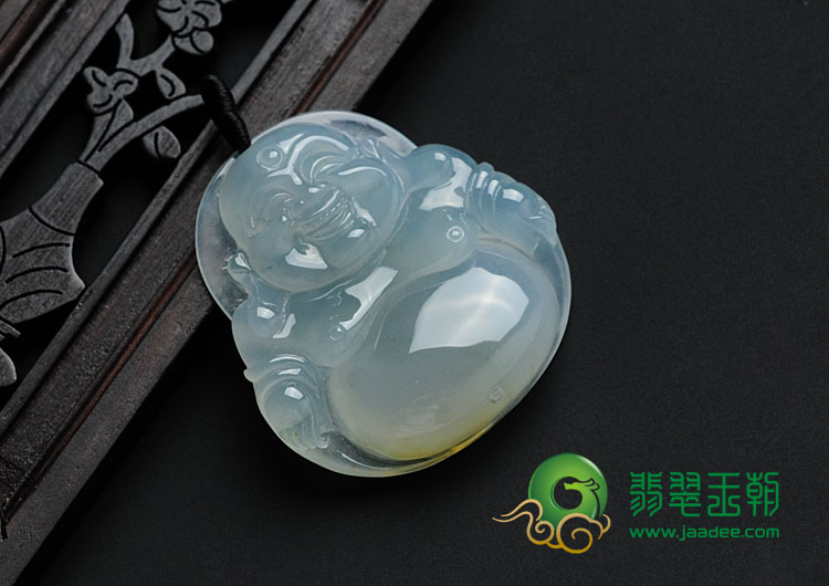 冰种晴水黄翡缅甸翡翠玉佛挂件