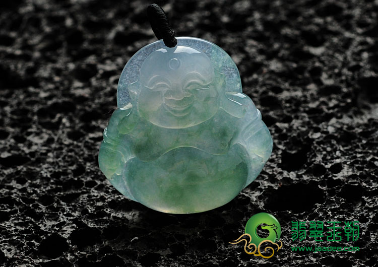 冰种飘花缅甸翡翠玉佛挂件
