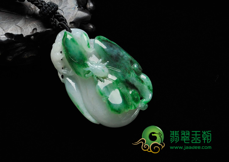 糯冰种菠菜绿缅甸翡翠富甲天下挂件