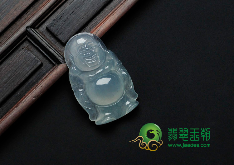 冰种淡晴水缅甸翡翠站佛挂件