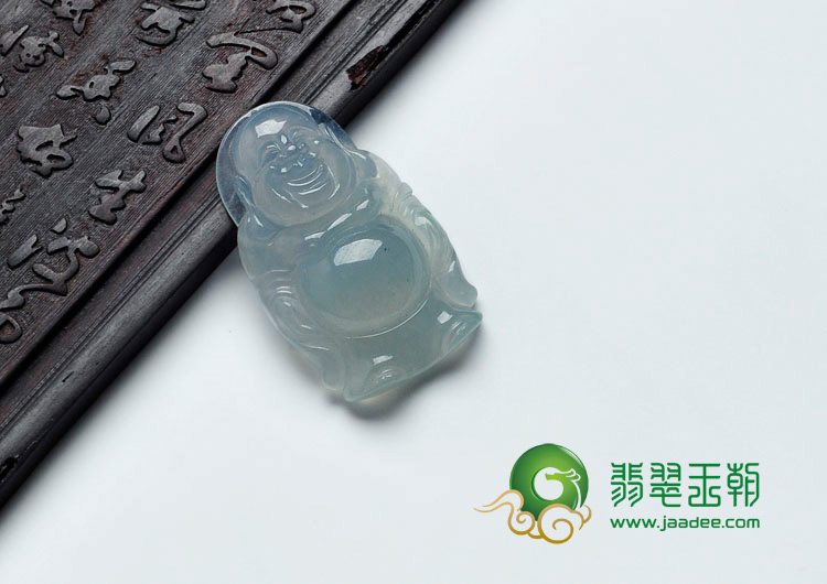 冰种淡晴水缅甸翡翠站佛挂件