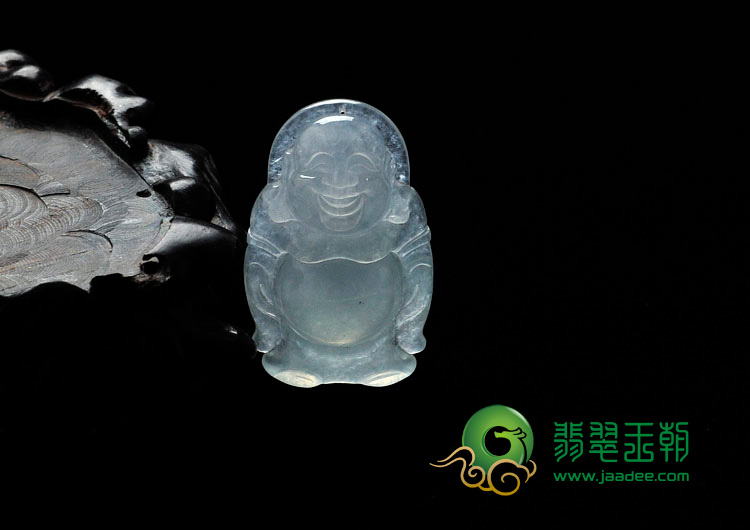 冰种淡晴水缅甸翡翠站佛挂件