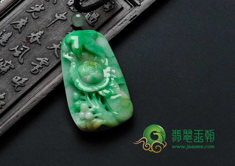 糯冰种黄加绿缅甸翡翠鸟语花香挂件