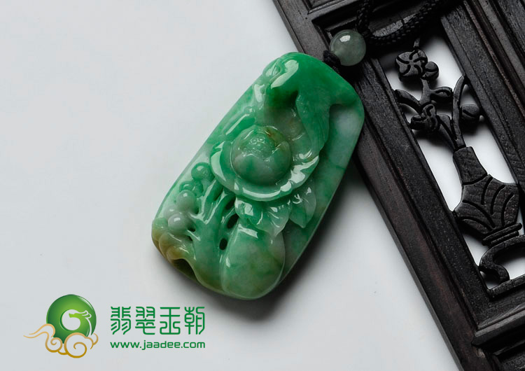 糯冰种黄加绿缅甸翡翠鸟语花香挂件