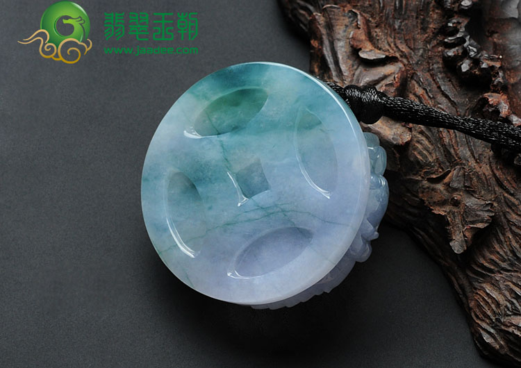 糯冰种紫罗兰飘花缅甸翡翠鱼龙挂件