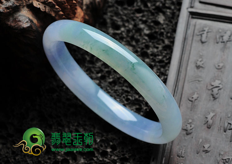 冰种淡紫罗兰飘花缅甸翡翠手镯（55.8mm）