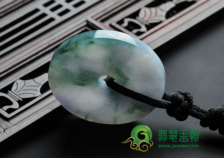 糯冰种淡紫罗兰飘花缅甸翡翠平安扣挂件
