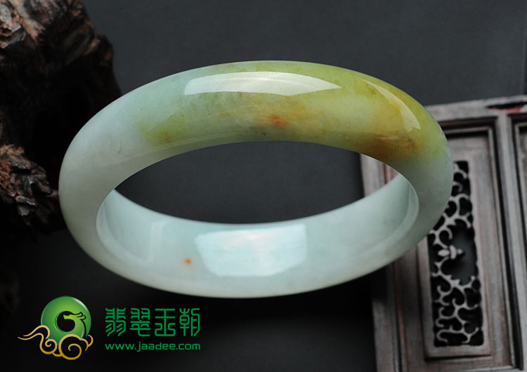 糯冰种褐黄翡缅甸翡翠手镯（57.4mm）