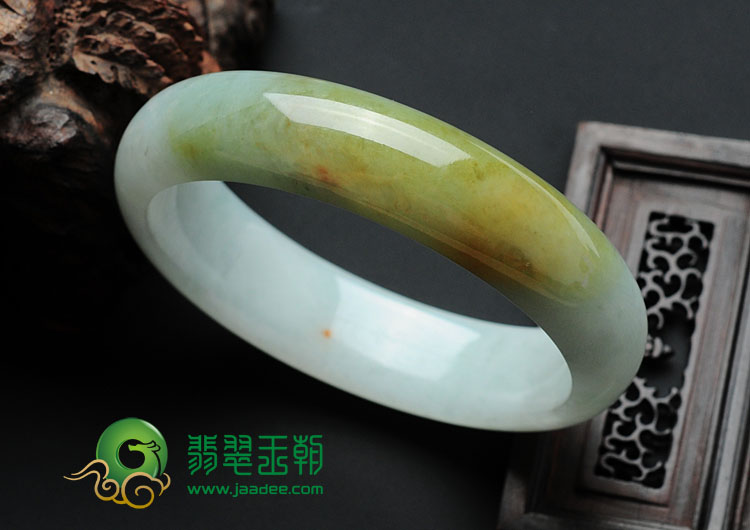 糯冰种褐黄翡缅甸翡翠手镯（57.4mm）