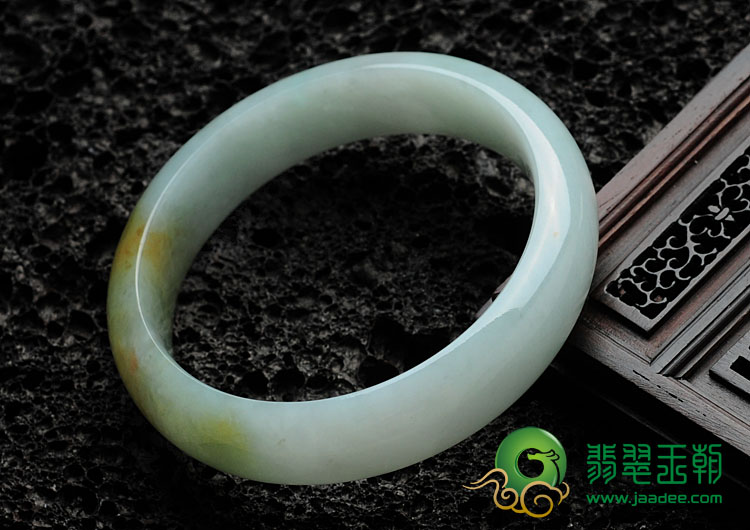 糯冰种褐黄翡缅甸翡翠手镯（57.4mm）
