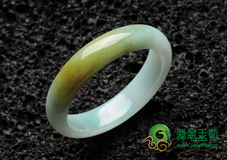 糯冰种褐黄翡缅甸翡翠手镯（57.4mm）