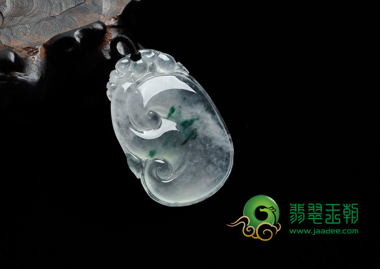冰玻种飘花缅甸翡翠如意寿挂件