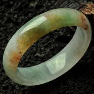 糯冰种三彩缅甸翡翠手镯（52.3mm）