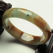 糯冰种褐红翡缅甸翡翠手镯（56.3mm）