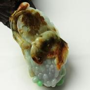 细糯种三彩缅甸翡翠苦尽甘来手玩件