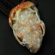 糯冰种红黄翡缅甸翡翠苦尽甘来手玩件