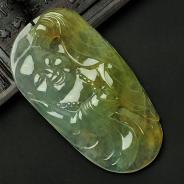 冰种黄翡缅甸翡翠玉佛挂件
