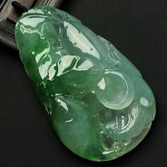 冰种绿晴水缅甸翡翠一步一财挂件