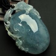 冰种飘花缅甸翡翠灵猴献寿挂件
