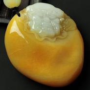 糯冰种黄翡缅甸翡翠达摩挂件