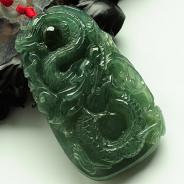 冰种油青缅甸翡翠龙腾四海手玩件