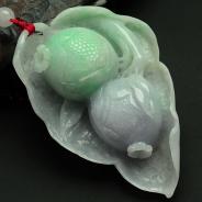 (超值推荐)糯冰种春带彩缅甸翡翠多子多福手玩件
