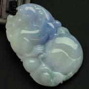 feicui糯冰种紫罗兰飘花缅甸翡翠福禄寿挂件