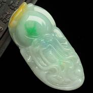 糯冰种三彩缅甸翡翠寿星头挂件