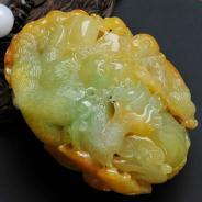 糯冰种黄翡晴水缅甸翡翠代代封侯手玩件