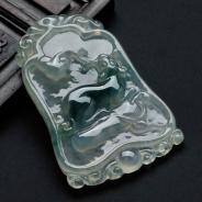 冰种飘花缅甸翡翠福禄寿挂件