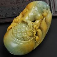 细糯种黄翡缅甸翡翠老鼠运财手玩件