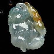 冰种晴水带黄翡缅甸翡翠“祝福”挂件