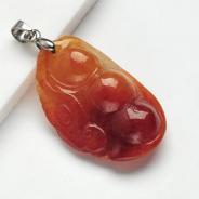 糯冰种红黄翡缅甸翡翠四季豆挂件