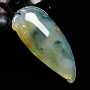 冰种飘翡飘花缅甸翡翠福瓜挂件