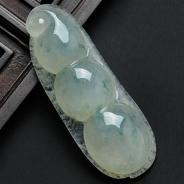 冰种飘花缅甸翡翠四季豆挂件