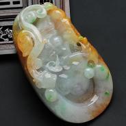 糯冰种黄加绿缅甸翡翠望子成龙手玩件