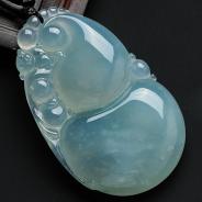 冰种晴水缅甸翡翠福禄寿挂件